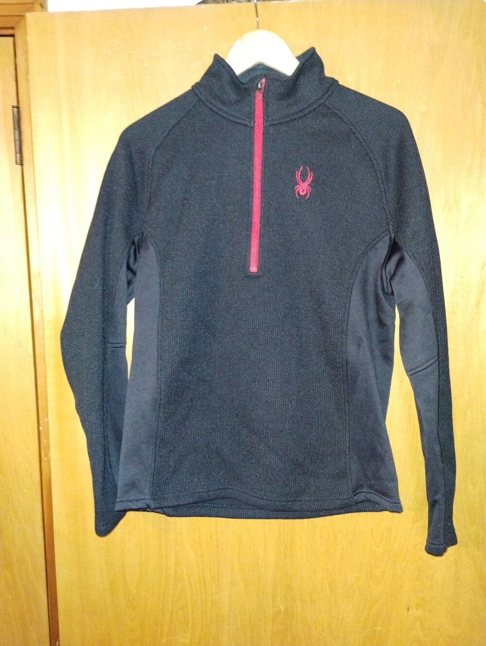 Spyder Mens Black Pullover Half-Zip Sweater with Pink Logo